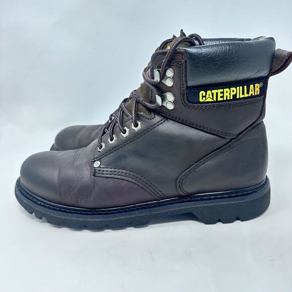 Caterpillar The Second Shift Brown Leather Work Boots Men’ s 10.5 Wide F2892-18 - Picture 1 of 16